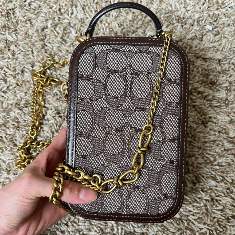 Coach Beige Signature Canvas And Leather Alie Camera Bag